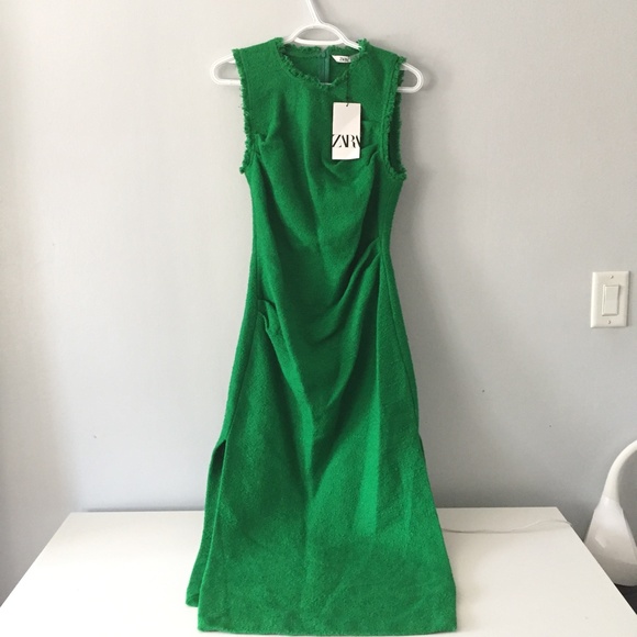 ZARA tweed slit midi dress- BNWT - Picture 3 of 8